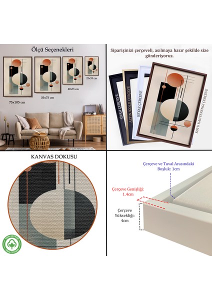 Çerçeveli Dekoratif Kanvas Tablo, Dekoratif Soyut TABLO-8011 indirimleri