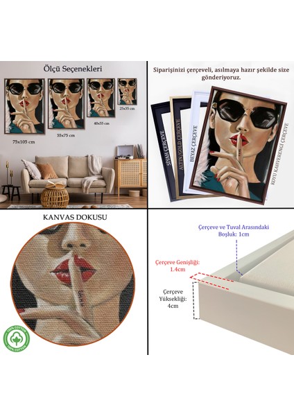 Çerçeveli Dekoratif Kanvas Tablo, Şişşt Yapan Güzel Kadın TABLOSU-7953 indirimleri