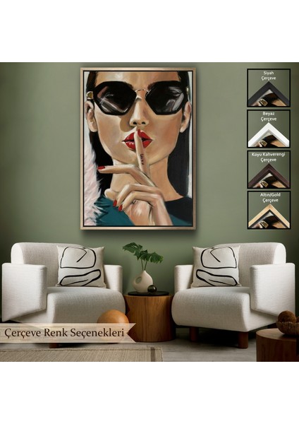 Çerçeveli Dekoratif Kanvas Tablo, Şişşt Yapan Güzel Kadın TABLOSU-7953