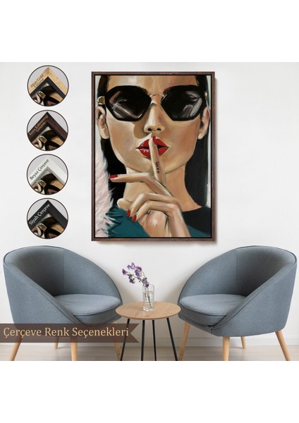 Çerçeveli Dekoratif Kanvas Tablo, Şişşt Yapan Güzel Kadın TABLOSU-7953