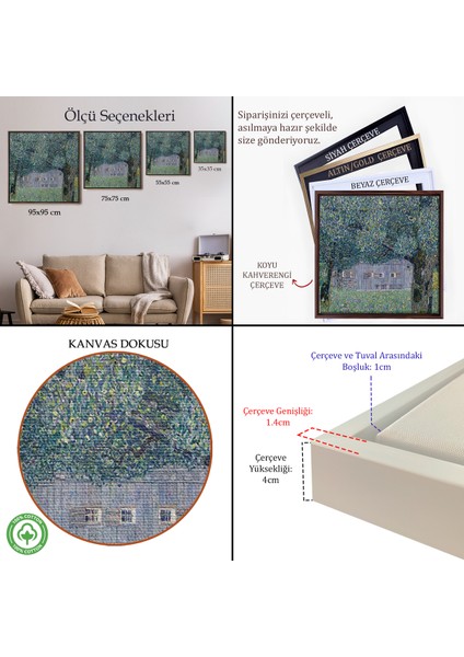 Çerçeveli Dekoratif Kanvas Tablo, Gustav Klimt'in Avusturyadaki Çiftlik Evi TABLOSU-8343 indirimleri