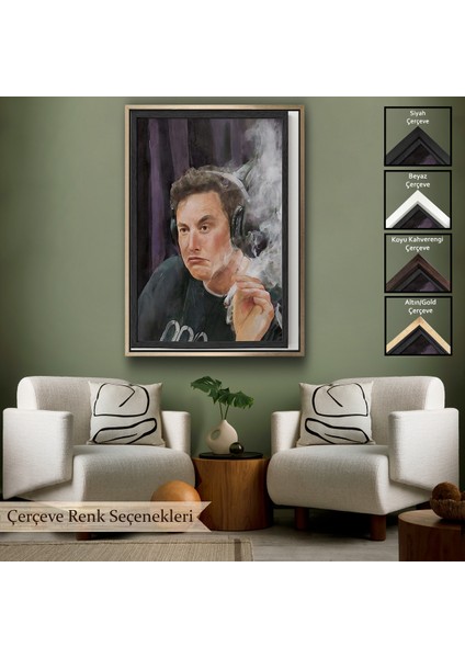 Çerçeveli Dekoratif Kanvas Tablo, Elon Musk TABLOSU-7822