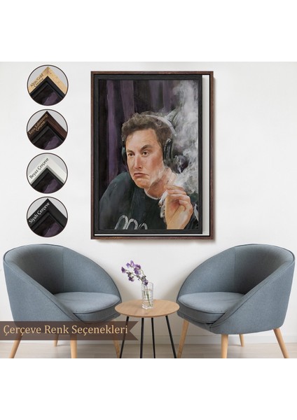 Çerçeveli Dekoratif Kanvas Tablo, Elon Musk TABLOSU-7822