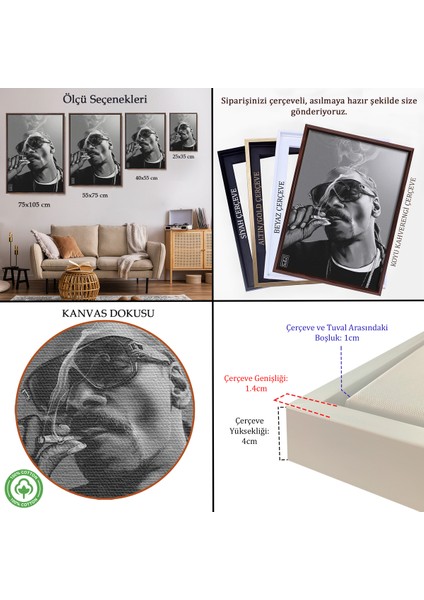 Çerçeveli Dekoratif Kanvas Tablo, Snoop Dogg TABLO-7690 indirimleri