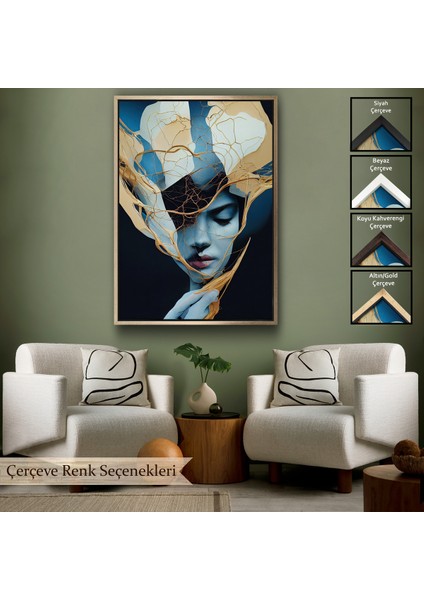 Çerçeveli Dekoratif Kanvas Tablo, Kadın Yüzü Illüstrasyon TABLO-8020