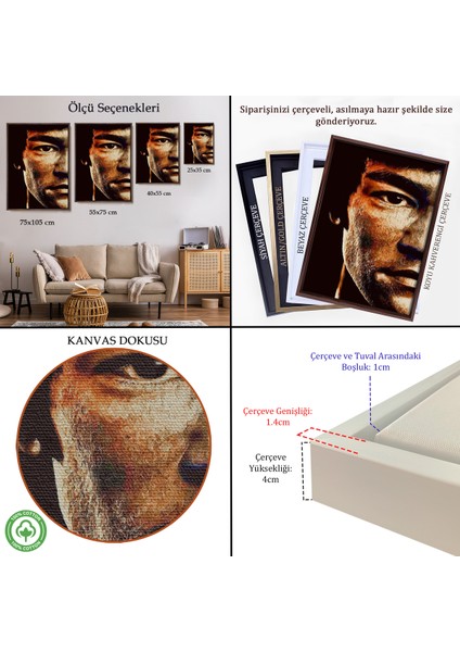 Çerçeveli Dekoratif Kanvas Tablo, Bruce Lee TABLOSU-7812 indirimleri