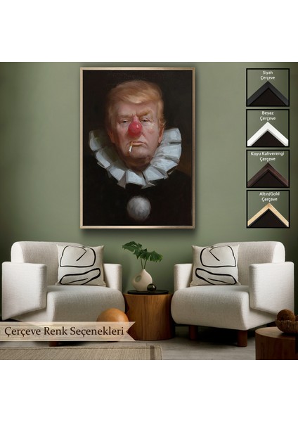 Çerçeveli Dekoratif Kanvas Tablo, Palyaço Donald Trump TABLO-7849