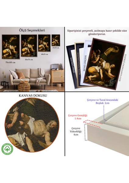 Çerçeveli Kanvas Tablo, Caravaggio -Aziz Petrus'un Çarmıha Gerilmesi-Crucifixion Of Saint PETER-8106 indirimleri