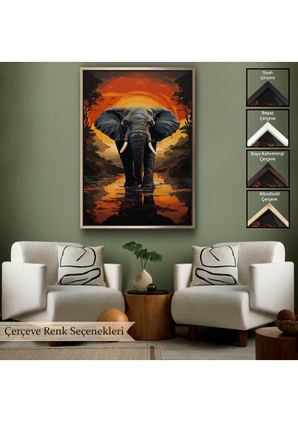 Çerçeveli Dekoratif Kanvas Tablo, Yürüyen Fil TABLO-7895