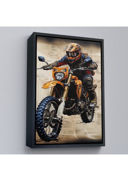 Çerçeveli Dekoratif Kanvas Tablo, Cros Motor Sürücüsü TABLOSU-7898