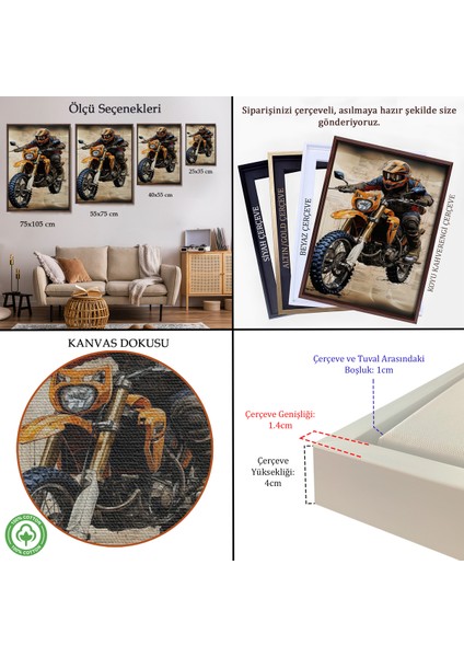 Çerçeveli Dekoratif Kanvas Tablo, Cros Motor Sürücüsü TABLOSU-7898 indirimleri