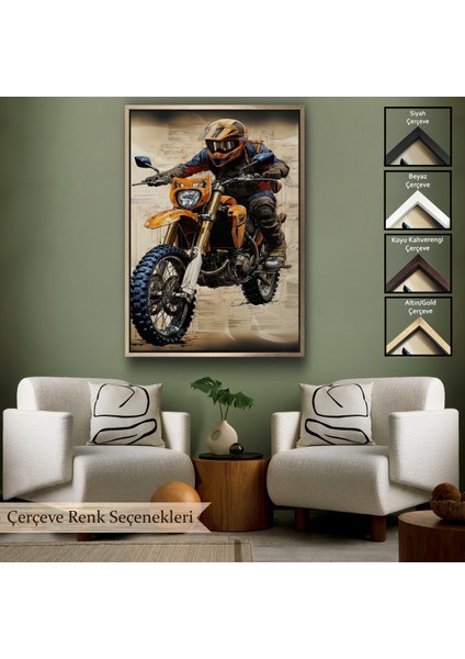 Çerçeveli Dekoratif Kanvas Tablo, Cros Motor Sürücüsü TABLOSU-7898
