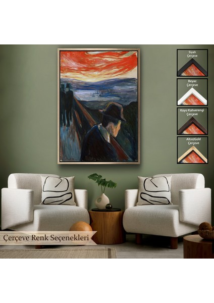 Çerçeveli Dekoratif Kanvas Tablo, Edvard Munch - Çaresizlik Tablosu - DESPAIR-8108