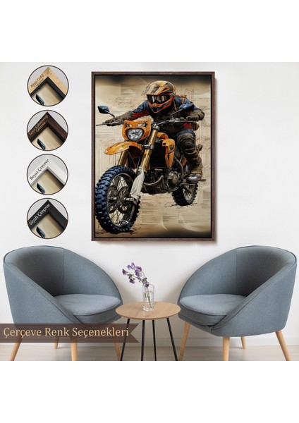 Çerçeveli Dekoratif Kanvas Tablo, Cros Motor Sürücüsü TABLOSU-7898