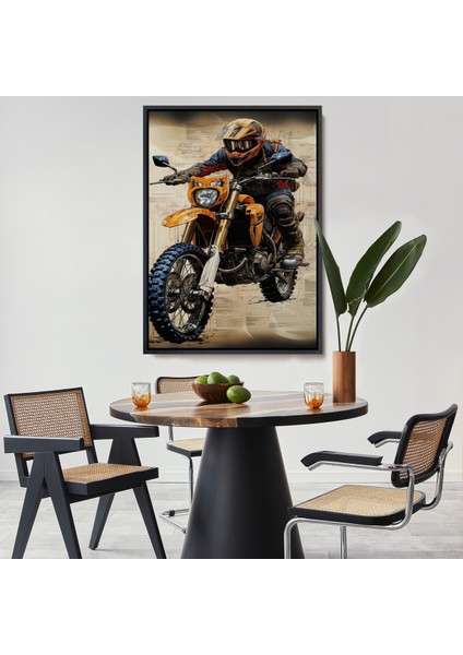 Çerçeveli Dekoratif Kanvas Tablo, Cros Motor Sürücüsü TABLOSU-7898