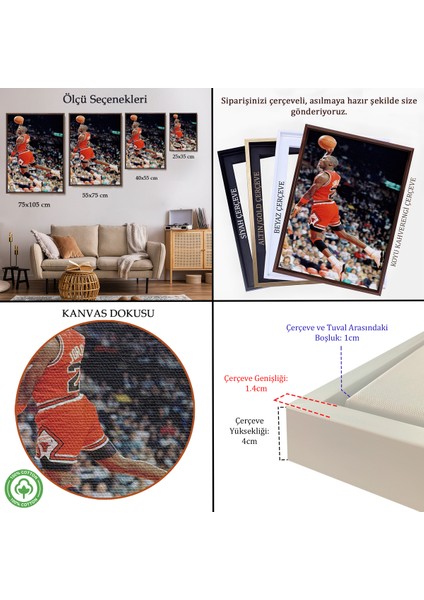 Çerçeveli Dekoratif Kanvas Tablo, Michael Jordan TABLO-7907 indirimleri