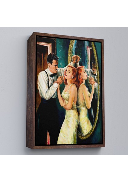 Çerçeveli Dekoratif Kanvas Tablo, Arthur Sarnoff - 1950'LERDE Kadının Sgarasını Yakan Adam -7955 fiyatları