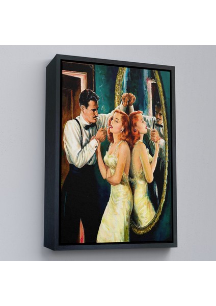 Çerçeveli Dekoratif Kanvas Tablo, Arthur Sarnoff - 1950'LERDE Kadının Sgarasını Yakan Adam -7955 modelleri