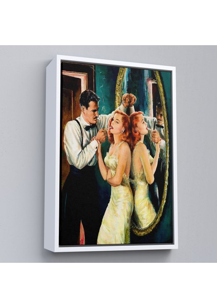 Çerçeveli Dekoratif Kanvas Tablo, Arthur Sarnoff - 1950'LERDE Kadının Sgarasını Yakan Adam -7955 fırsatları