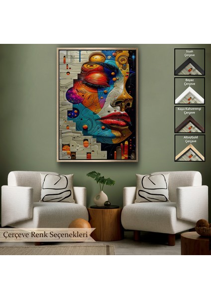 Çerçeveli Dekoratif Kanvas Tablo, Soyut Kadın TABLOSU-7945