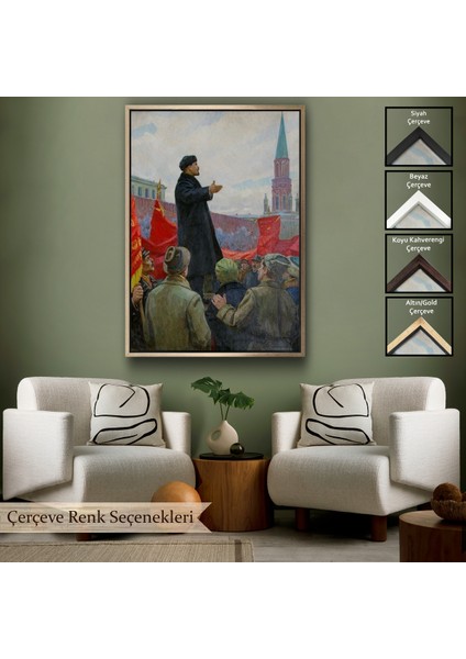 Çerçeveli Dekoratif Kanvas Tablo, Sovyet Lideri Vladimir Lenin TABLO-7888