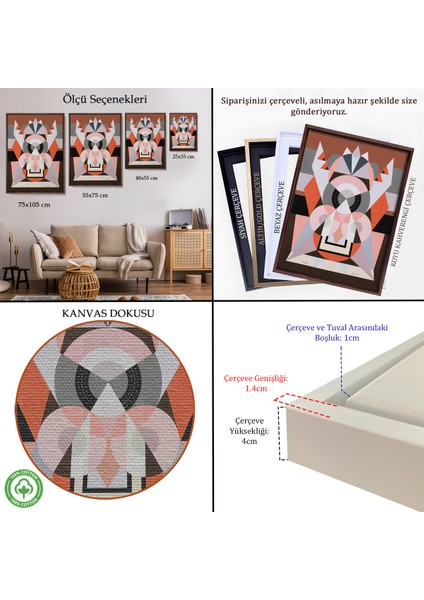 Çerçeveli Dekoratif Kanvas Tablo, Auguste Herbin - Simetrik Bileşim TABLOSU-8101 indirimleri