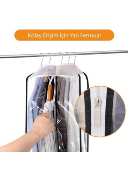 Şeffaf Pvc Çoklu Takım Elbise Kılıfı ve Dolap Düzenleyici Hurç, Beyaz Renkli. fırsatları