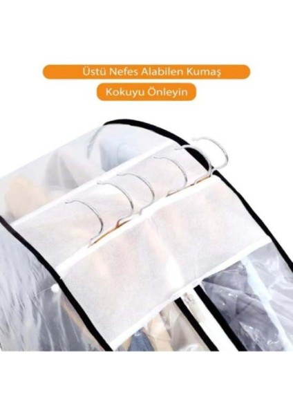 Şeffaf Pvc Çoklu Takım Elbise Kılıfı ve Dolap Düzenleyici Hurç, Beyaz Renkli. indirimleri