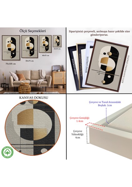 Çerçeveli Dekoratif Kanvas Tablo, Dekoratif Soyut TABLO-8012 indirimleri