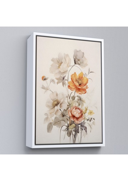 Çerçeveli Dekoratif Kanvas Tablo, Soft Çiçekler TABLO-8035