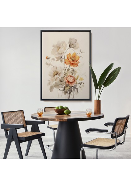 Çerçeveli Dekoratif Kanvas Tablo, Soft Çiçekler TABLO-8035