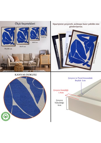 Çerçeveli Dekoratif Kanvas Tablo, Henri Matisse - Blue Nude TABLO-8082 indirimleri