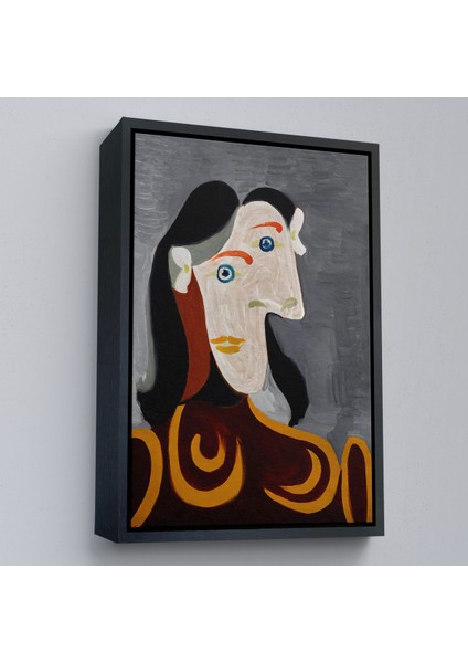 Çerçeveli Dekoratif Kanvas Tablo, Pablo Picasso - Kahverengi Elbiseli Kadının Büst TABLOSU-8086