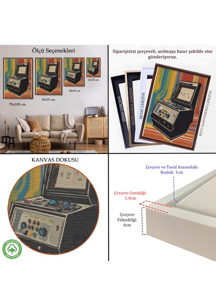 Çerçeveli Dekoratif Kanvas Tablo, Atari Vintage Klasik Model TABLOSU-8068 indirimleri