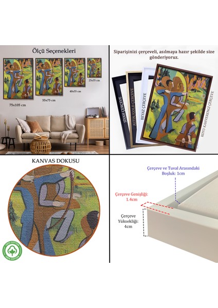 Çerçeveli Dekoratif Kanvas Tablo, Ernst Ludwig Kirchner - Okçular Tablosu - ARCHERS-8064 indirimleri