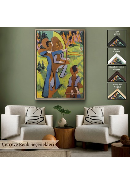 Çerçeveli Dekoratif Kanvas Tablo, Ernst Ludwig Kirchner - Okçular Tablosu - ARCHERS-8064
