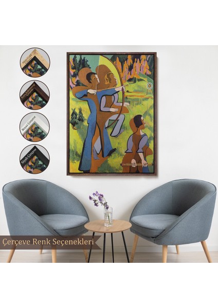Çerçeveli Dekoratif Kanvas Tablo, Ernst Ludwig Kirchner - Okçular Tablosu - ARCHERS-8064