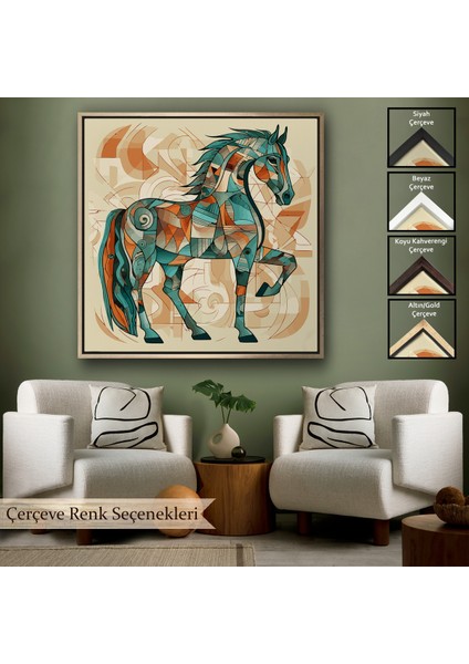 Çerçeveli Dekoratif Kanvas Tablo, Picasso Tarzı Renkli TABLOSU-8301