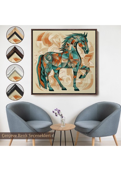 Çerçeveli Dekoratif Kanvas Tablo, Picasso Tarzı Renkli TABLOSU-8301