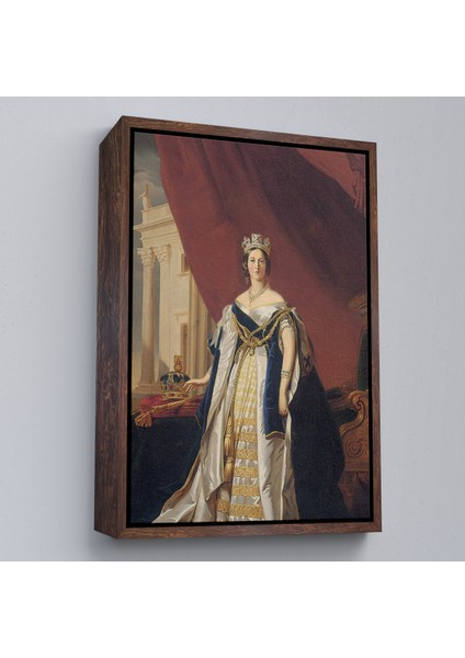Çerçeveli Dekoratif Kanvas Tablo, Franz Xaver Winterhalter - Kraliçe Victoria - Queen VICTORIA-8039