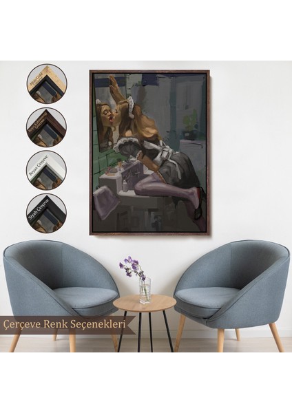 Çerçeveli Dekoratif Kanvas Tablo, Aynadaki Kadın TABLOSU-7814