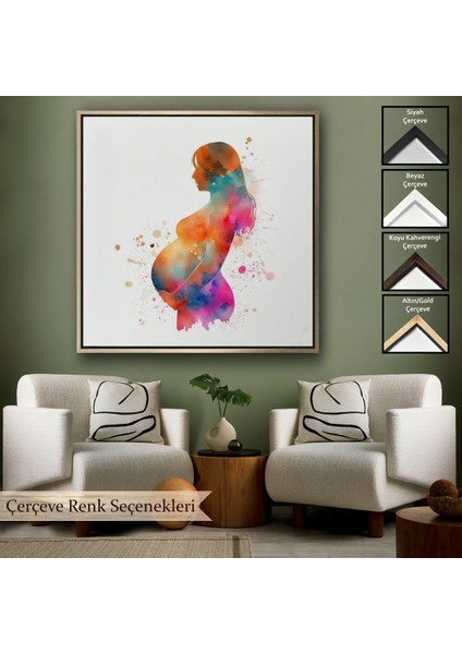 Çerçeveli Dekoratif Kanvas Tablo, Hamile Kadın Tablosu - Kadın Doğum Hastane Doktor HEDIYESI-8321