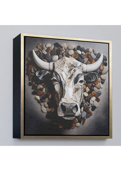Çerçeveli Dekoratif Kanvas Tablo, Taşlar ile Yapılmış Inek Yüzü TABLOSU-8335 modelleri