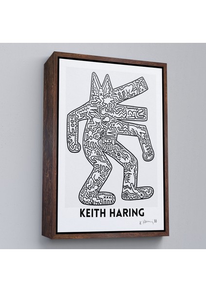 Çerçeveli Dekoratif Kanvas Tablo, Keith Haring - Köpek Tablosu - DOG-8047