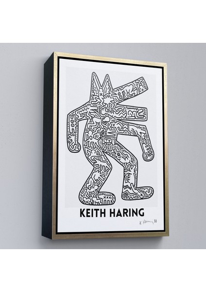 Çerçeveli Dekoratif Kanvas Tablo, Keith Haring - Köpek Tablosu - DOG-8047 fiyatları