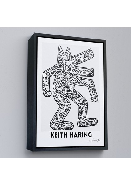 Çerçeveli Dekoratif Kanvas Tablo, Keith Haring - Köpek Tablosu - DOG-8047 modelleri