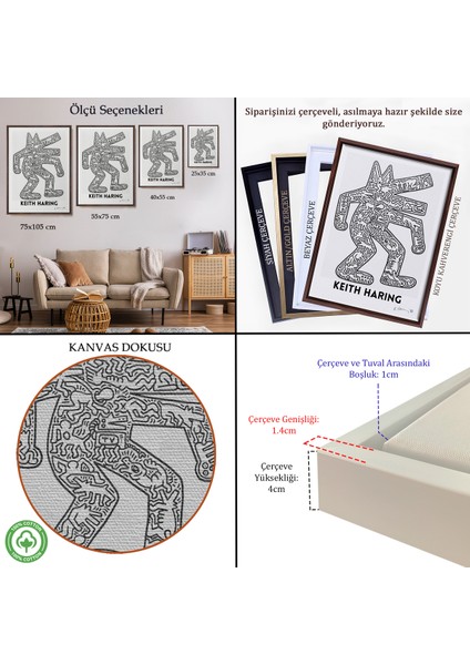 Çerçeveli Dekoratif Kanvas Tablo, Keith Haring - Köpek Tablosu - DOG-8047 indirimleri