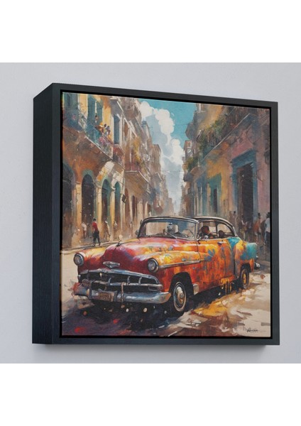 Çerçeveli Dekoratif Kanvas Tablo, Klasik Eski Araba TABLOSU-8331