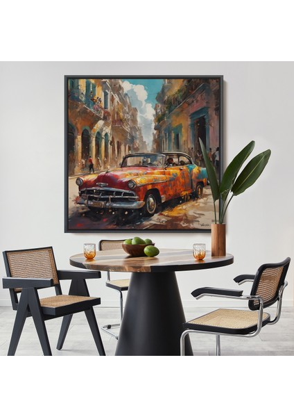 Çerçeveli Dekoratif Kanvas Tablo, Klasik Eski Araba TABLOSU-8331