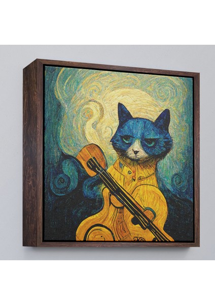 Çerçeveli Dekoratif Kanvas Tablo, Kedi Doku TABLOSU-8357